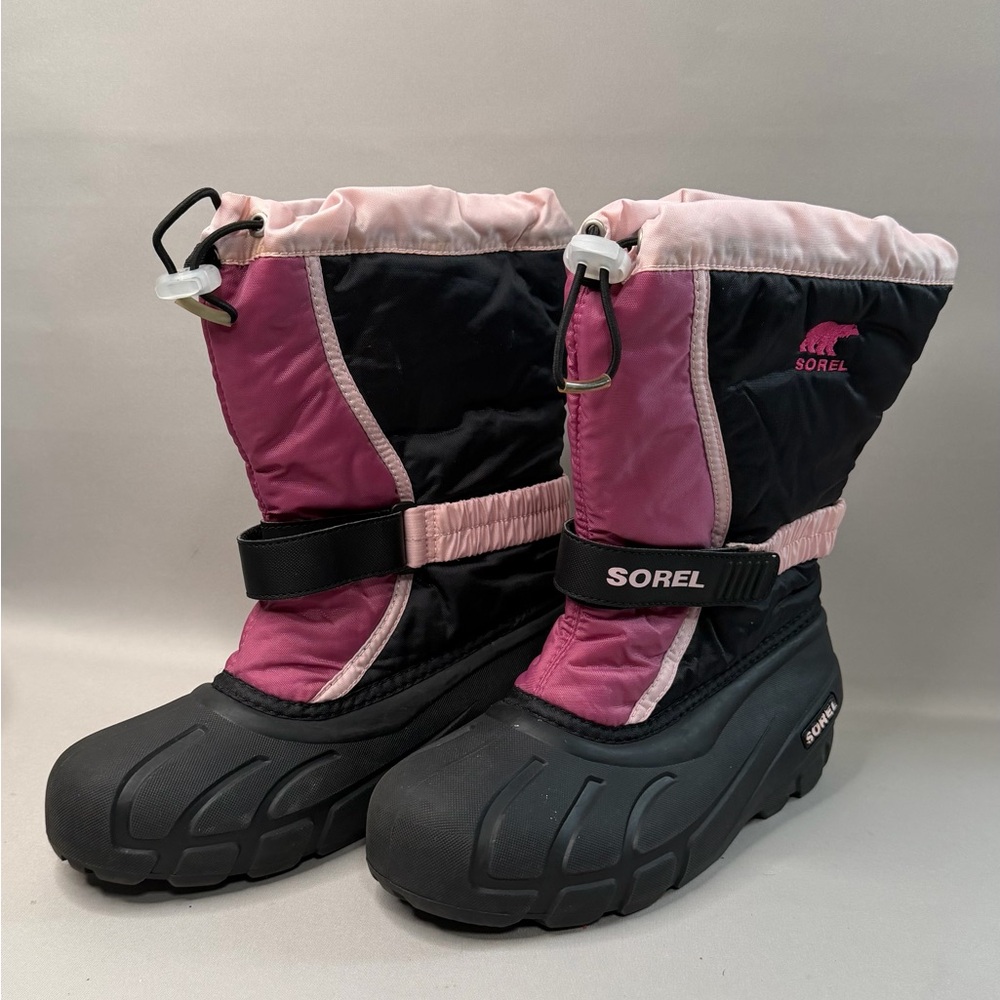 Sorel Flurry Winter Snow Insulated Boots Youth Size 5 Pink Black NY1810-589